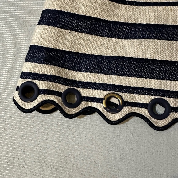 J.CREW Striped Shift Dress scalloped with grommets navy ivory Size 10 EUC - Picture 7 of 8